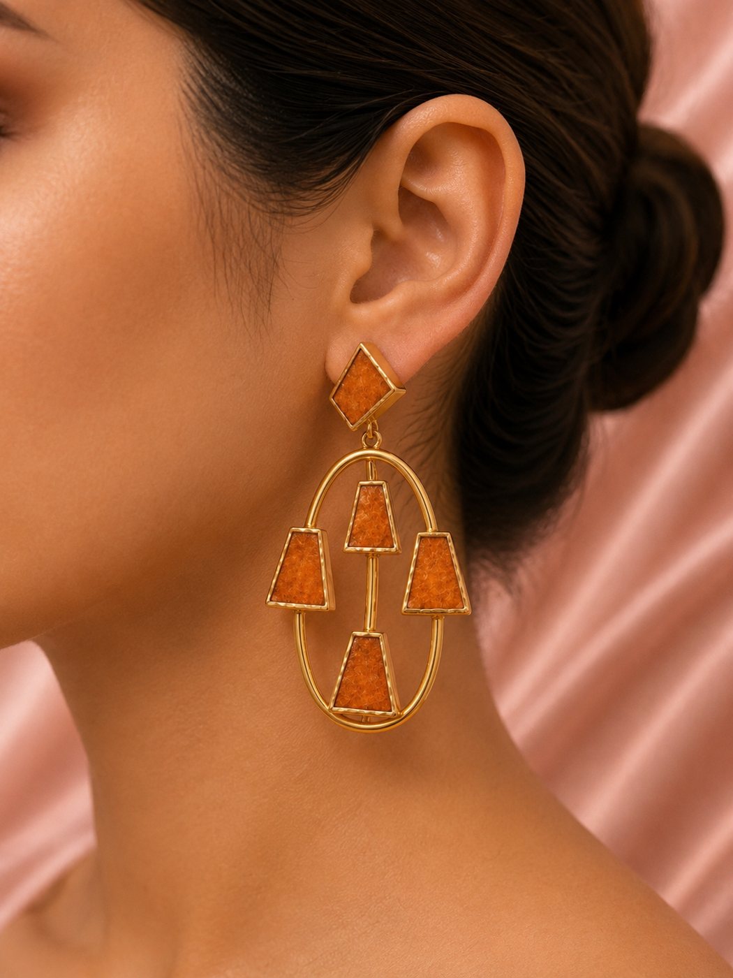 Rust geometric drop earrings