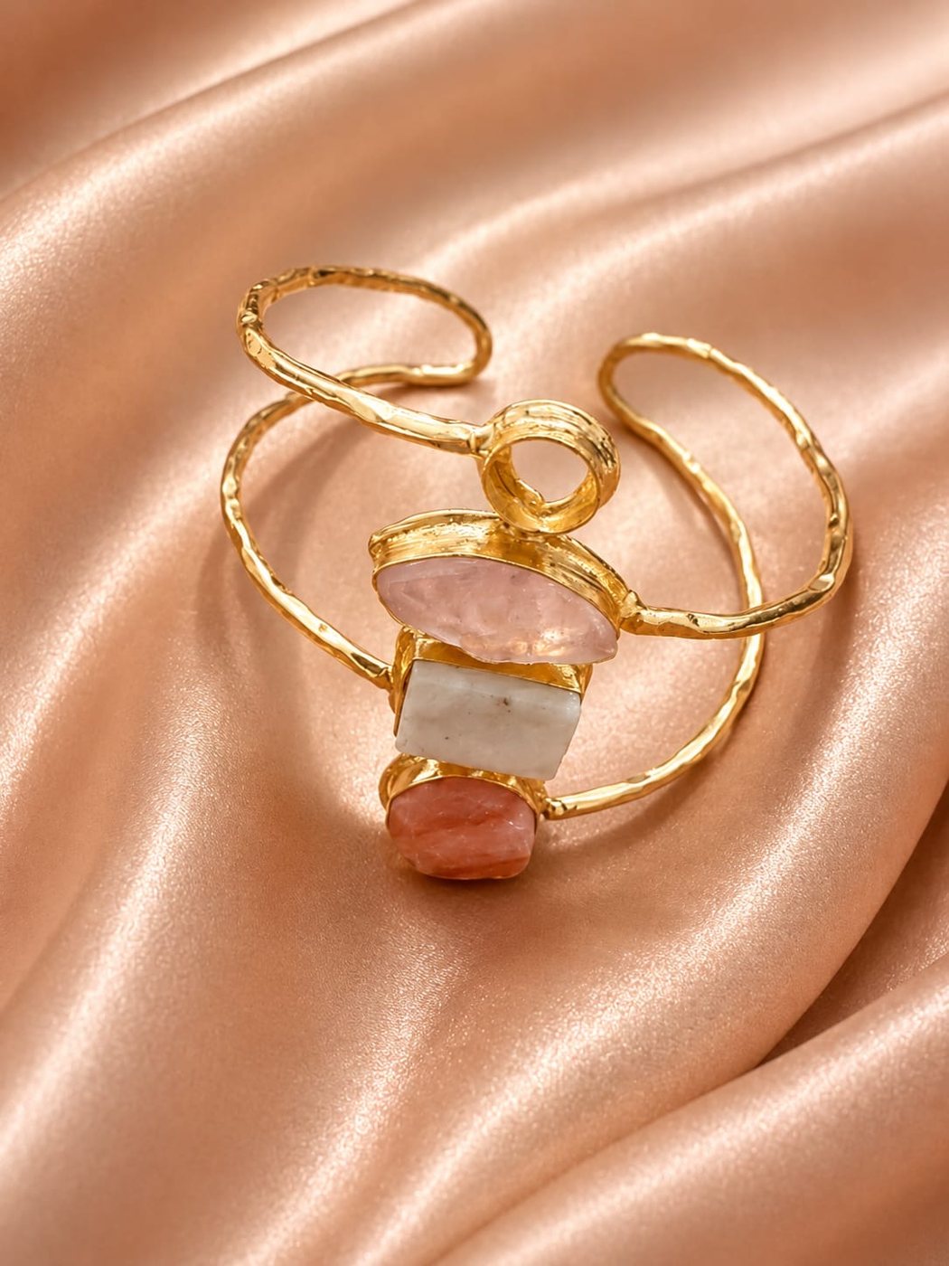Stacking gemstone rings, flat lay