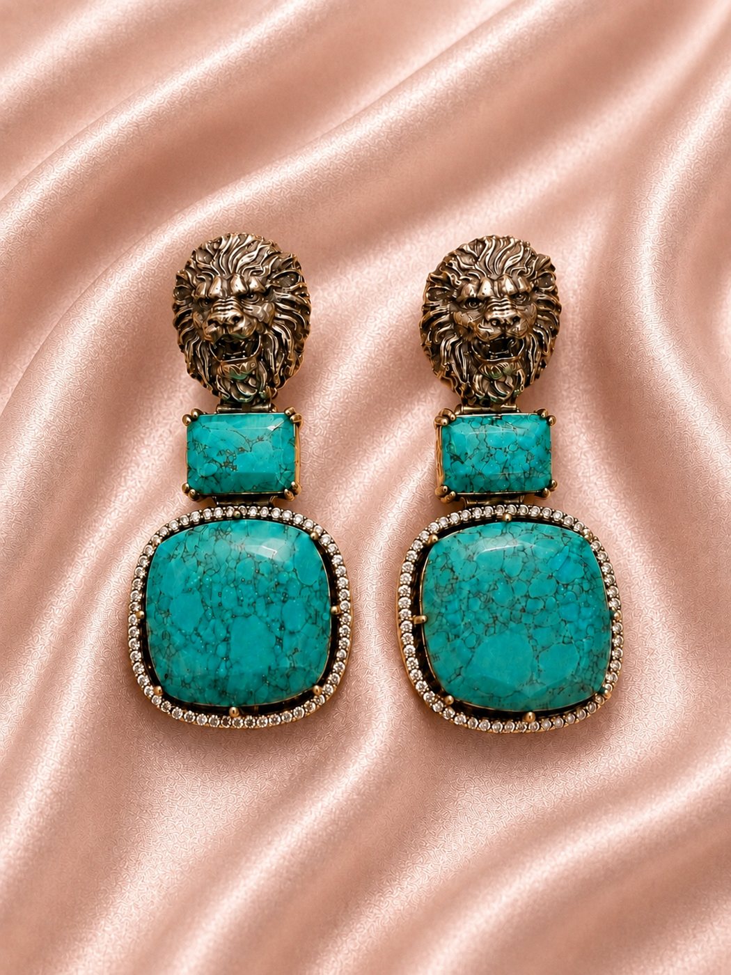 Turquoise and tiger drop earrings